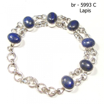 Pure silver blue lapis lazuli bracelet